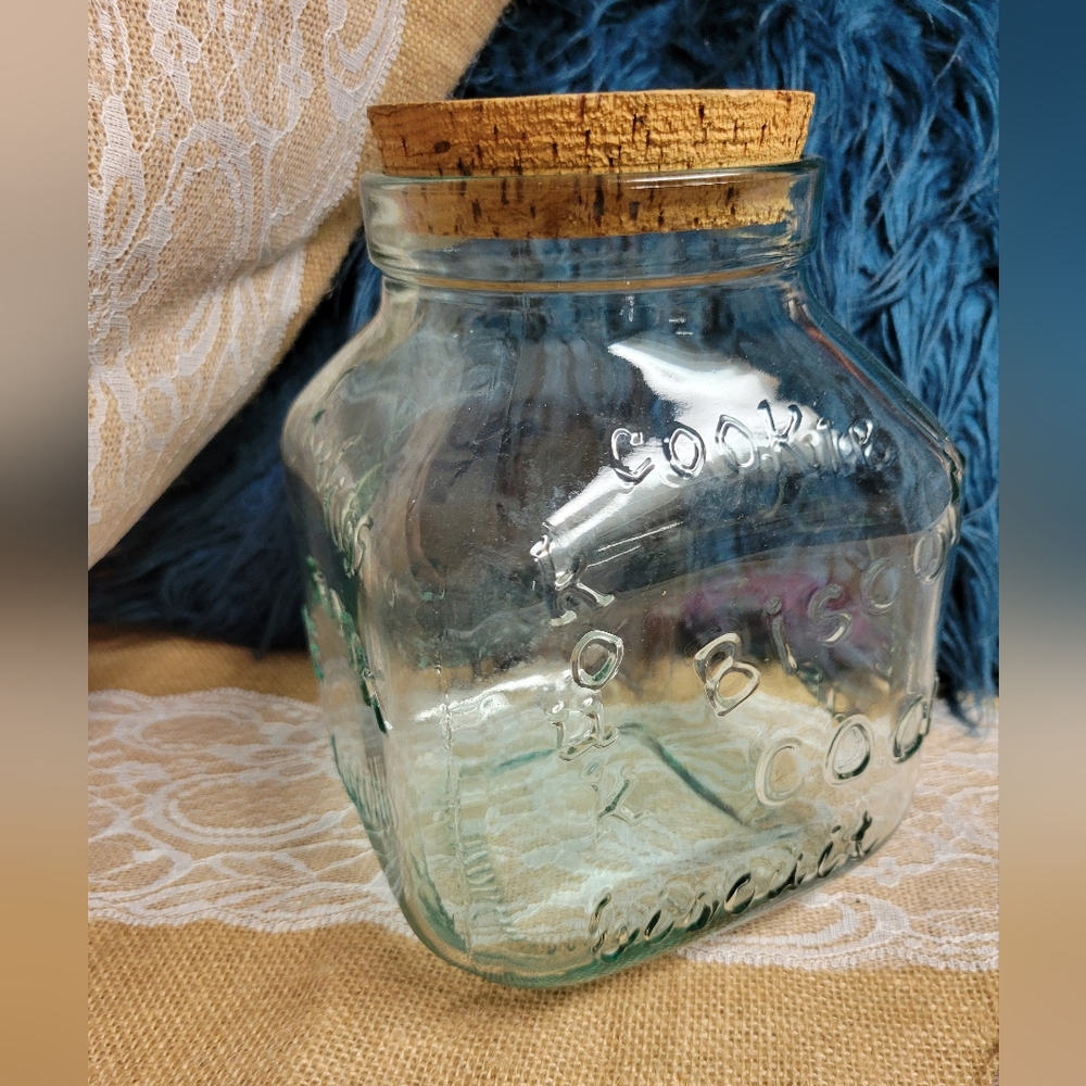 Rare Vintage Amici home Italian recycled glass cookie jar cork lid-green - Picture 4 of 11